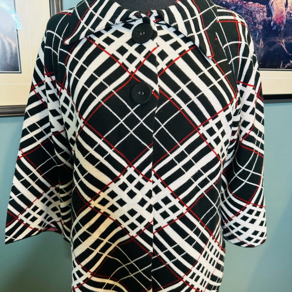 Kim Rogers Plaid Button-Up Women's Jacket Cape Size XL